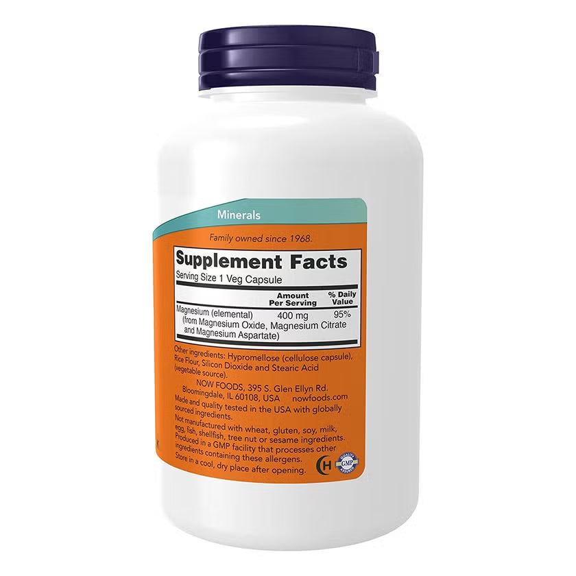Now Magnesium 400mg Capsules For Energy Production & Nervous System Support, Pack of 180's