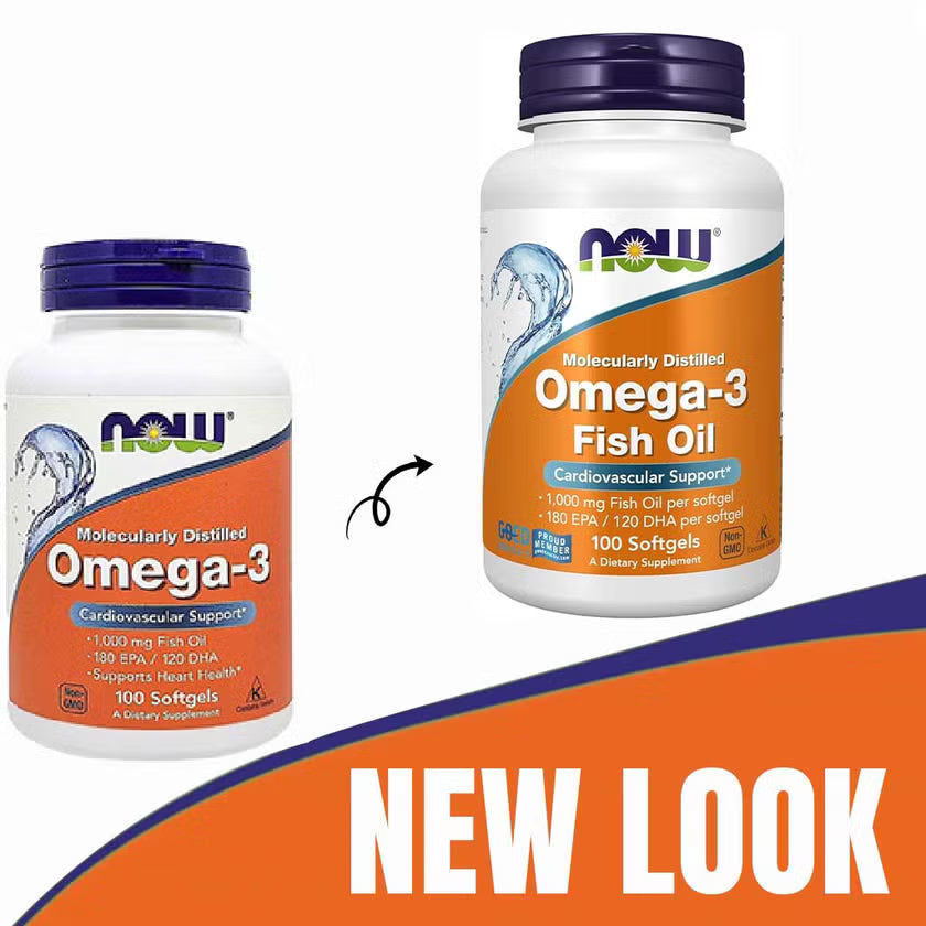 Now Omega 3 1000mg Fish Oil Softgels, Pack of 100's