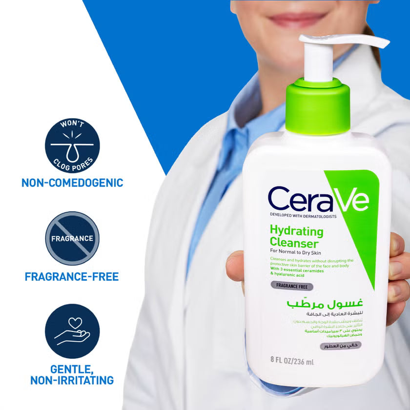 CeraVe Hydrating Fragrance Free Cleanser For Normal To Dry Skin 236ml